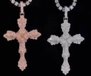 Moissanite Fleur Cross Pendant
