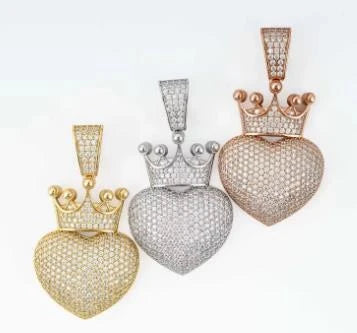Moissanite Crowned Heart Pendant