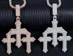 Moissanite Triple Cross Pendant
