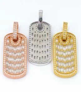 Moissanite Baguette Dog Tag Pendant