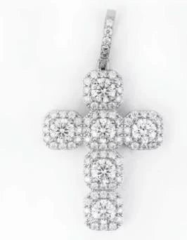 Moissanite Halo Cross Pendant