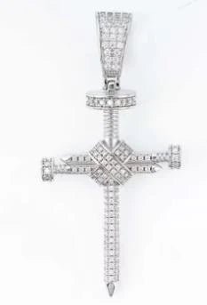 Moissanite Nail Cross Pendant